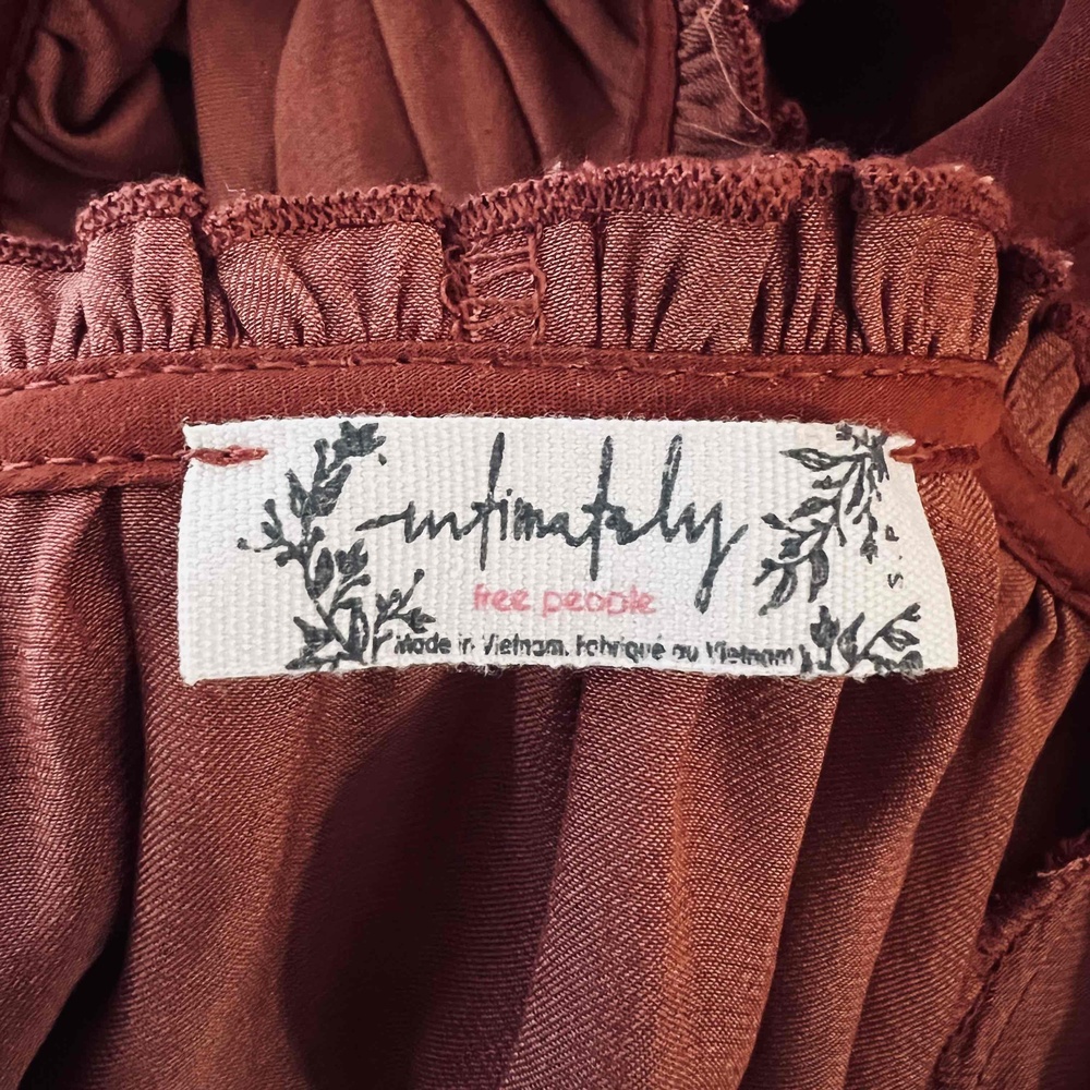Free People Intimately Brown Burgundy Size Small Blouse Bodysuit - Picture 8 of 10